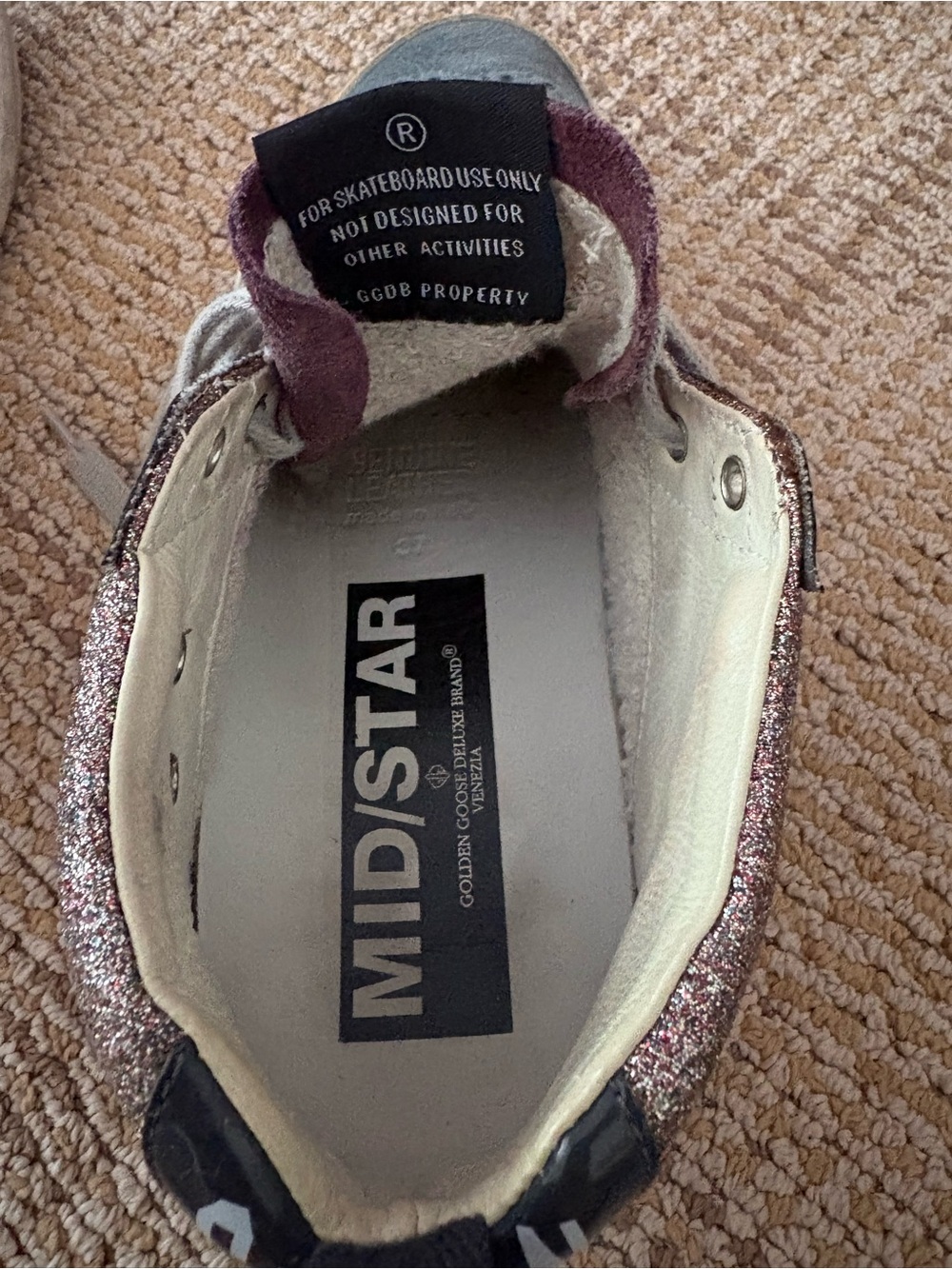 Golden goose Glitter High-Top Sneakers - Gray, Pink & Burgundy - Picture 3 of 4